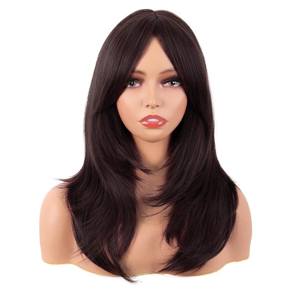 20 Inch/50 cm Long Layered With Bangs Straight Synthetic fiber Shoulder Length H